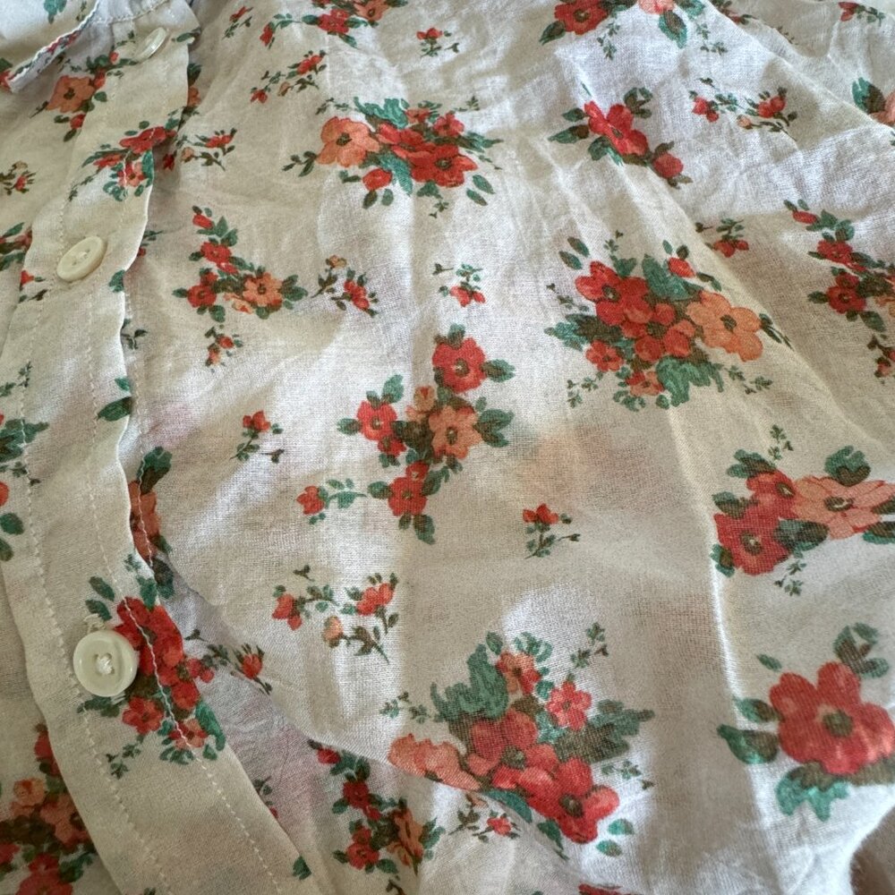 Sezane Pierro Shirt in Ditsy Orange Floral, Sz 34